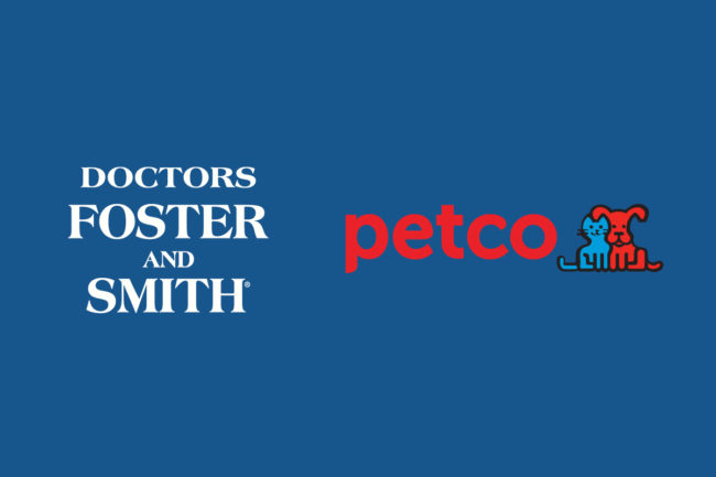Drs. Foster and Smith and Petco logos on navy background