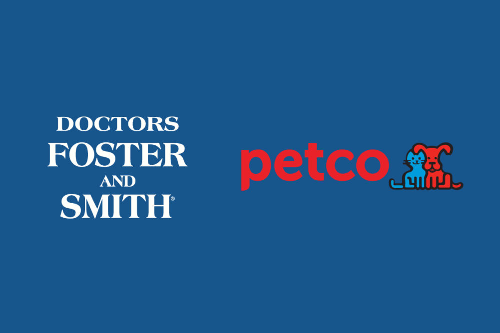 Drs. Foster and Smith and Petco logos on navy background
