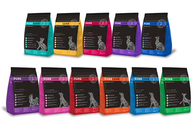 Full line of PureLUXE dry dog and cat food