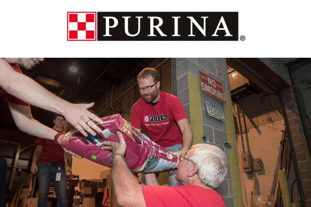 Volunteers donating Purina pet food to Hurricane Michael victims.