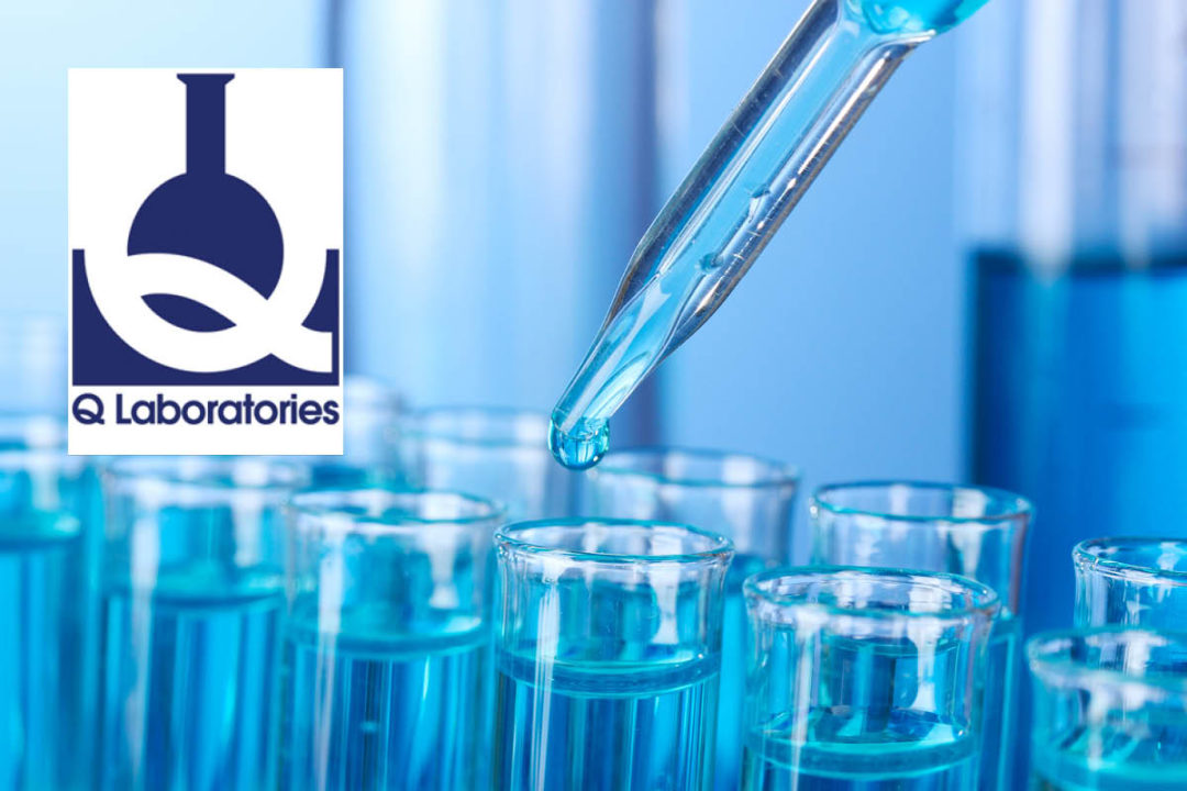 Q Laboratories logo, Adobe Stock scientific testing image (©STOCKR - STOCK.ADOBE.COM)