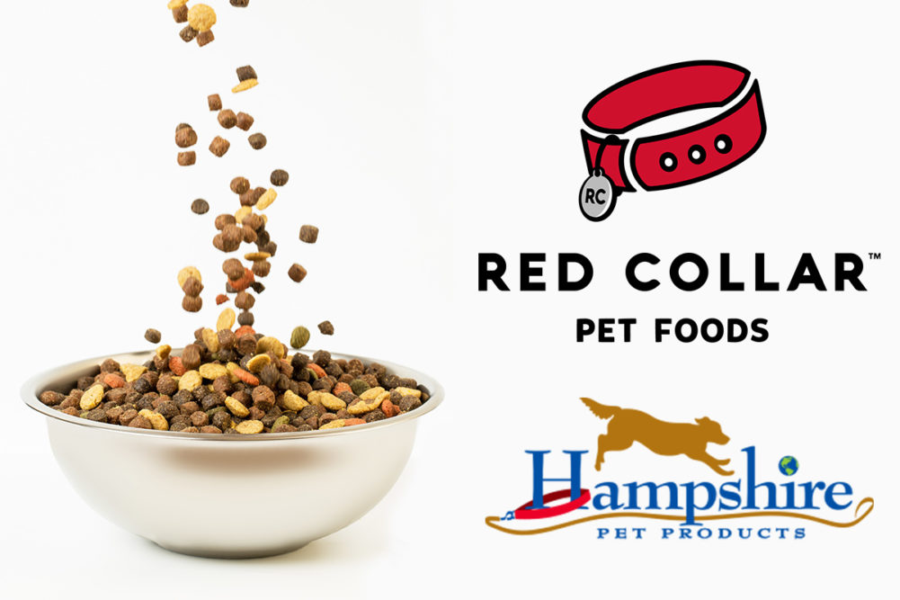 Red Collar Pet Foods and Hampshire Pet Products logos with dog food bowl (©STOCKR - STOCK.ADOBE.COM)