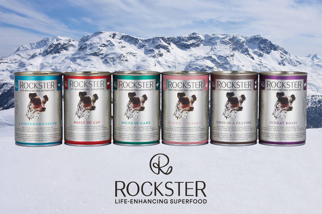 Rockster canned pet food, six formulas: A Fisherman's Dream, Boeuf Du Cap, Sound of Game, Heaven and Earth, Birds of a Feather, Sunday Roast
