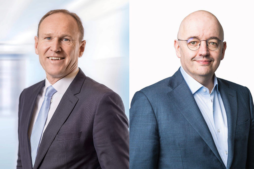 Stefan Scheiber (left), CEO of Bühler, and Peter Bakker, president and CEO of the World Business Council for Sustainable Development (WBCSD).