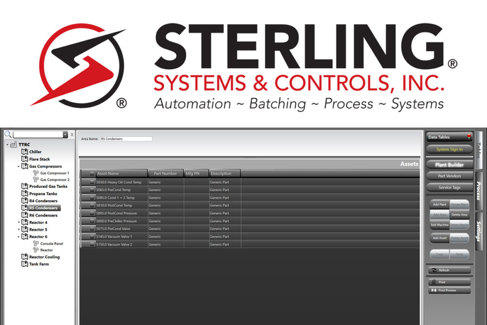 Sterling Systems & Controls' preventative maintenance software PMPlanR user interface