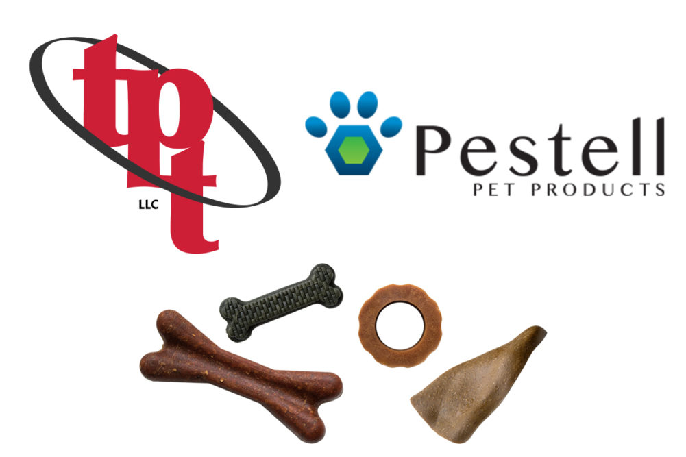 Targeted Pet Treats (TPT) logo and dog bones, Pestell Pet Products logo