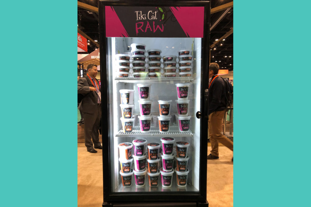 Tiki Cat Raw products in freezer at Global Pet Expo 2019