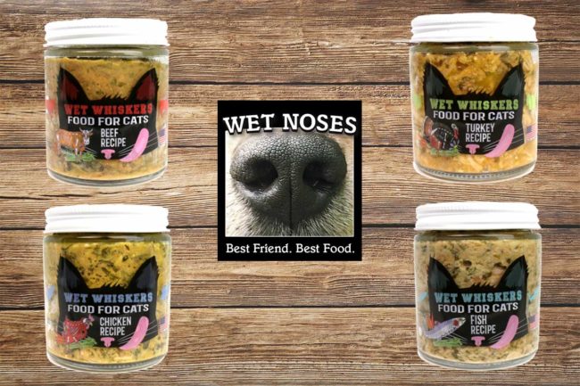 Wet Noses new Wet Whiskers cat food products and logo